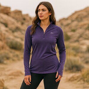 Paradox Purple Merino‑Blend 1/4‑Zip Base Layer Top (Small)